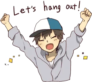 ✊ Let's hang out! Kreskówka, Anime, Szczęśliwy, Przyjaźń, Słodki telegram sticker