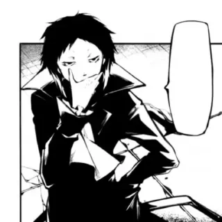 ♠ Akutagawa Bungou Stray Dogs akutagawa, bungou stray dogs, anime, manga, personnage, noir et blanc telegram sticker