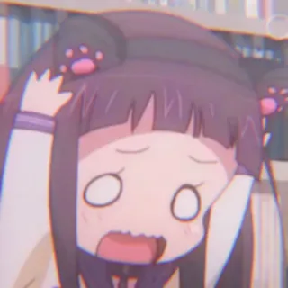 🐱 anime, girl, cat ears, surprised, cute, cartoon whatsapp sticker