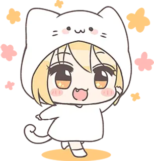 👋 chat, animé, mignon, dessin animé, chibi, autocollant, kawaii, personnage telegram sticker