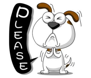 ☹ PLEASE chien, chiot, suppliant, mignon, s'il vous plaît, demande, dessin animé telegram sticker