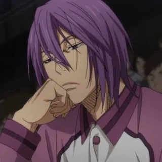 😑 Murasakibara Atsushi Kuroko's Basketball Аниме, Фиолетовые волосы, Уставший, Манга, Баскетбол whatsapp sticker