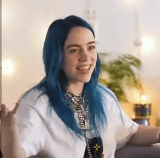 😂 Billie Eilish Billie Eilish, cantante, música, pelo azul, celebridad, estrella pop telegram sticker