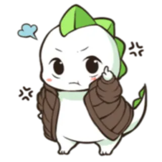 😠 dinossauro, desenho animado, dedo do meio, ofensivo, bravo, fofo whatsapp sticker
