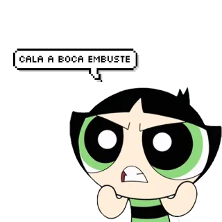 🙄 Buttercup The Powerpuff Girls CALA A BOCA EMBUSTE kreskówka, atomówki, Brawurka, naklejka, wyraz twarzy, zła telegram sticker