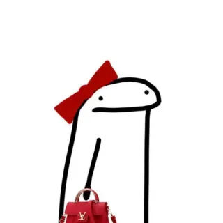 💕 flork, florkofcows, boneco de palito, desenho animado, laço, bolsa, fofo, meme whatsapp sticker