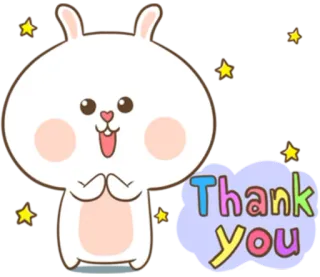 🐽 Thank You królik, dziękuję, wdzięczny, gwiazdy, słodki, kreskówka telegram sticker