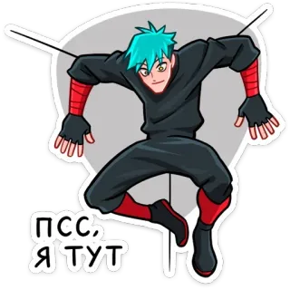 👋 ПСС, Я ТУТ 忍者, 动漫风格, 卡通, 武术, 战士 telegram sticker