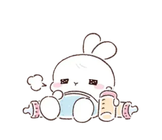🐰 Hase, Baby, Süß, Tier, Cartoon, Flasche, Kawaii telegram sticker