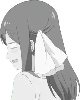 😨 Anime, Garota, Cabelo, Laço, Escala de cinza telegram sticker