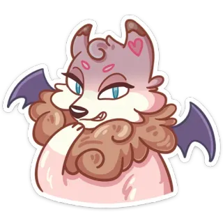 🦇 Dibujo animado, Sticker, Lobo, Animal, Lindo telegram sticker