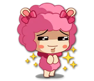😌 Cartoon, Schaf, Süß, Liebenswert, Rosa, Figur whatsapp sticker