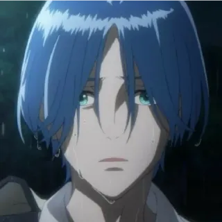 😁 anime, character, crying, sad, blue hair telegram sticker