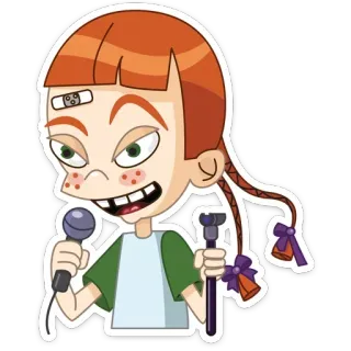 🎤 cartoon, girl, microphone, singer, funny telegram sticker