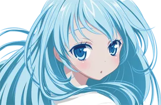 😯 garota anime, cabelo azul, fofa, mangá, kawaii, arte digital telegram sticker