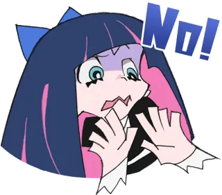 ❌ Stocking Panty & Stocking with Garterbelt No! anime, shocked, no, manga, cartoon telegram sticker