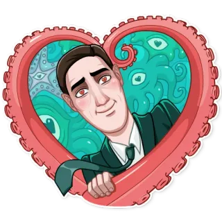 ❤️ 하트, 사랑, 문어, 눈, 남자, 만화, 스티커 telegram sticker