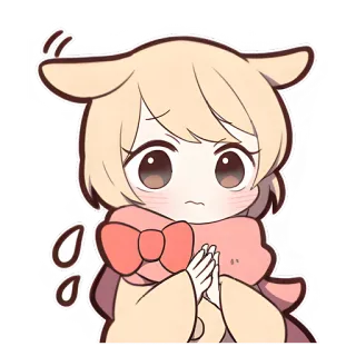 😳 аниме, девушка, милая, каваий, умоляющий, шарф telegram sticker