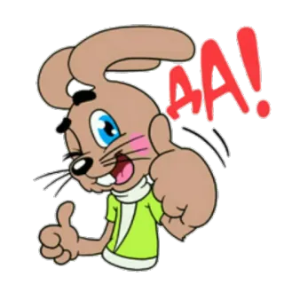 👍 AA! coelho, desenho animado, polegar para cima, animado, feliz whatsapp sticker