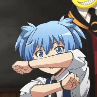😓 Nagisa Shiota Assassination Classroom anime, boy, nagisa, shiota, assassination classroom, character, blue hair telegram sticker