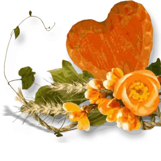 🌹 сердце, цветы, цветочный, букет, оранжевый, листья, декоративный, осенний telegram sticker