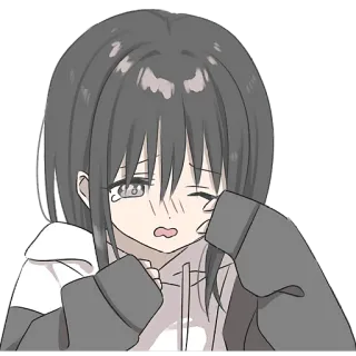 😢 animé, fille, pleurs, triste, émotionnel, manga telegram sticker