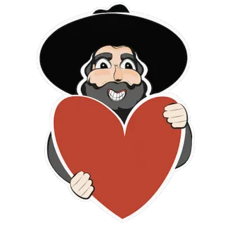 ❤ homme, coeur, chapeau, amour, dessin animé telegram sticker