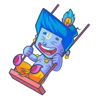 😆 Krishna 印度教, 卡通, 秋千, 神, 宗教, 印度 telegram sticker