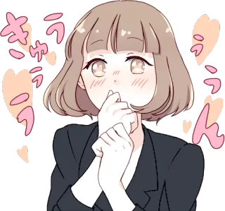 😍 キャキャウン อนิเมะ, ผู้หญิง, น่ารัก, ญี่ปุ่น, ตื่นเต้น telegram sticker