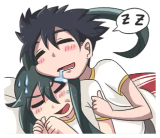 😅 zz anime, sleep, cartoon, couple telegram sticker