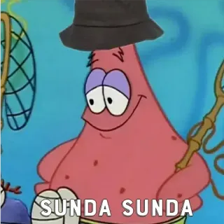 🤔 Patrick Star Spongebob Squarepants SUNDA SUNDA spongebob, patrick, cartone animato, cappello, meme telegram sticker