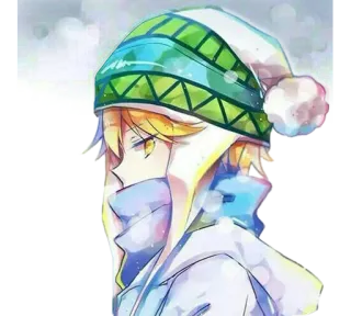 😒 Anime, Hiver, Écharpe, Bonnet, Personnage, Illustration telegram sticker