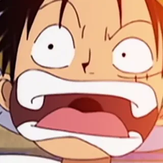 😫 Luffy One Piece Anime, Desenho animado, Monkey D. Luffy, Chocado, Reação, One Piece telegram sticker