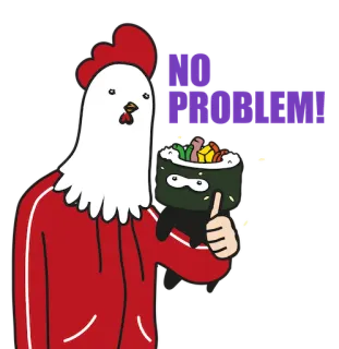 👍 No Problems Hühnchen, Sushi, Essen, Positiv, Keine Probleme, Cartoon telegram sticker