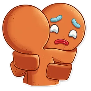 🤗 pão de mel, biscoito, abraço, triste, chorando, emoji, desenho animado, doce, sobremesa telegram sticker