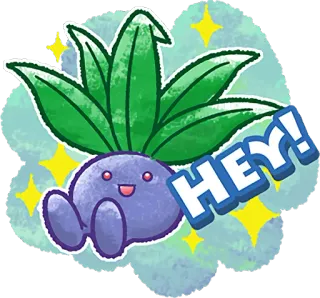 👋 HEY! pokemon, oddish, hey, greeting, cute, plant telegram sticker