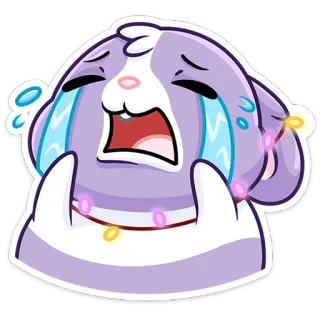 😭 triste, llorando, molesto, lágrimas, emocional, dibujos animados, conejo, lindo telegram sticker