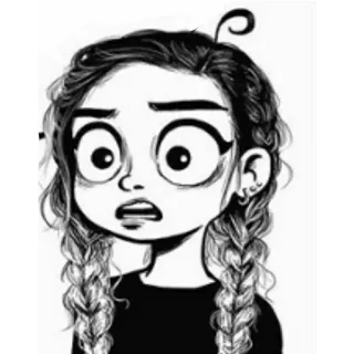 😐 Cartoon, Illustration, Mädchen, Porträt, Zeichnung telegram sticker