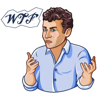 😡 WTF อะไรวะ, สีหน้า, ผู้ชาย, คำถาม, สับสน whatsapp sticker