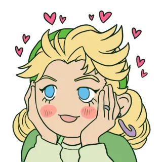 👱‍♀️ Anime, Lindo, Amor, Pelo rubio, Verde telegram sticker