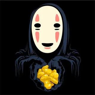 🎁 No-Face Spirited Away Anime, A Viagem de Chihiro, Sem Rosto, Ghibli, Kawaii, Desenho animado whatsapp sticker