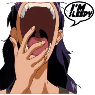 😪 I'M SLEEPY Anime, müde, erschöpft, gähnen, Cartoon telegram sticker