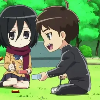 🕶 Mikasa Ackerman Attack on Titan Anime, Chibi, Attack on Titan, Mikasa, Eren telegram sticker