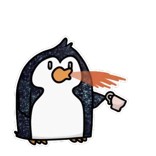 😧 pingüino, café, pegatina, lindo, animal, bebida telegram sticker