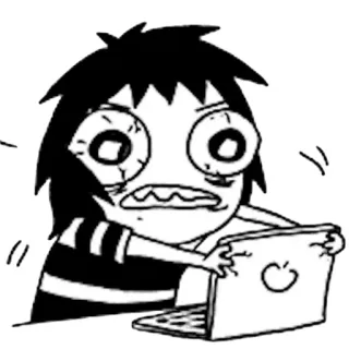 😱 komputer, kreskówka, stres, oczy, klawiatura, technologia telegram sticker