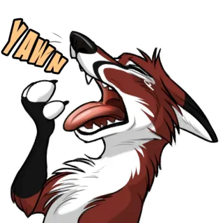 🥱 YAWN raposa, animal, bocejo, cansado, sonolento, desenho animado telegram sticker