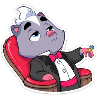 😎 tier, tuxedo, stinktier, ring, reich, cartoon telegram sticker