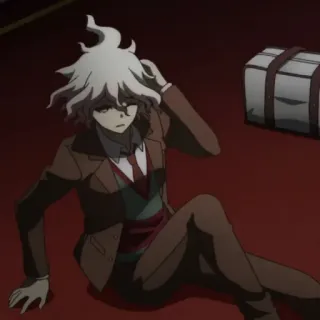 🤕 Nagito Komaeda Danganronpa anime, character, art, sitting telegram sticker