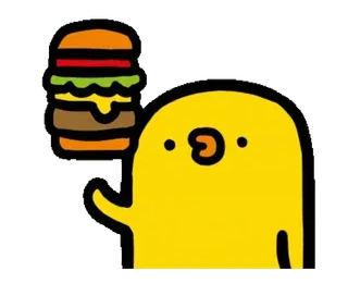 🍔 Dessin animé, Nourriture, Burger, Mignon, Jaune, Personnage telegram sticker