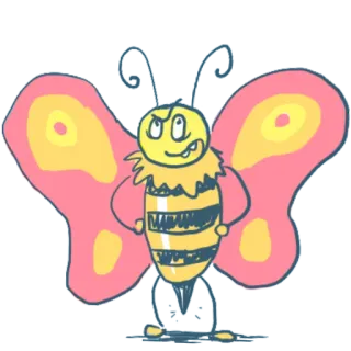 🦋 ผีเสื้อ, แมลง, การ์ตูน, ปีก, ผึ้ง, ตลก, ขำ telegram sticker